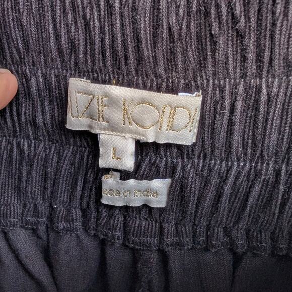 Suzie Kondi Kyria Skirt Womens L Black Pleated Cotton-Corduroy A-line Midi - Picture 4 of 10